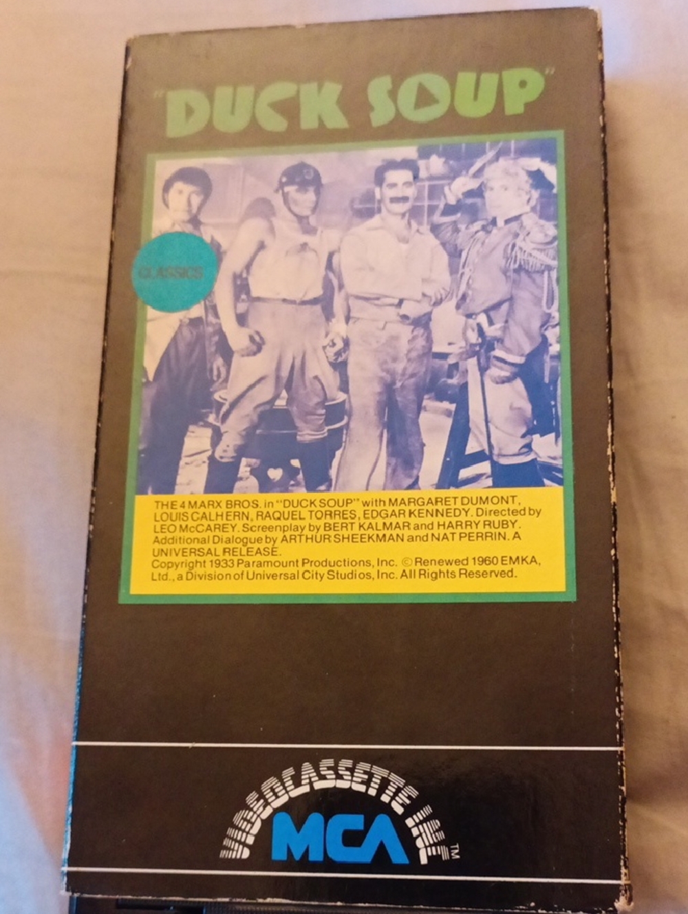 Duck Soup (1933) Vhs Mca, Marx Brothers
